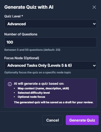 AI quiz generation for employee knowledge checks