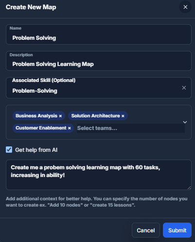 AI assisted learning map creation